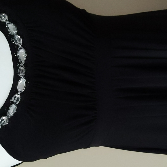 Signature by Sangria Embellished Pleated Empire Waist Dress 6 Black - Picture 6 of 16